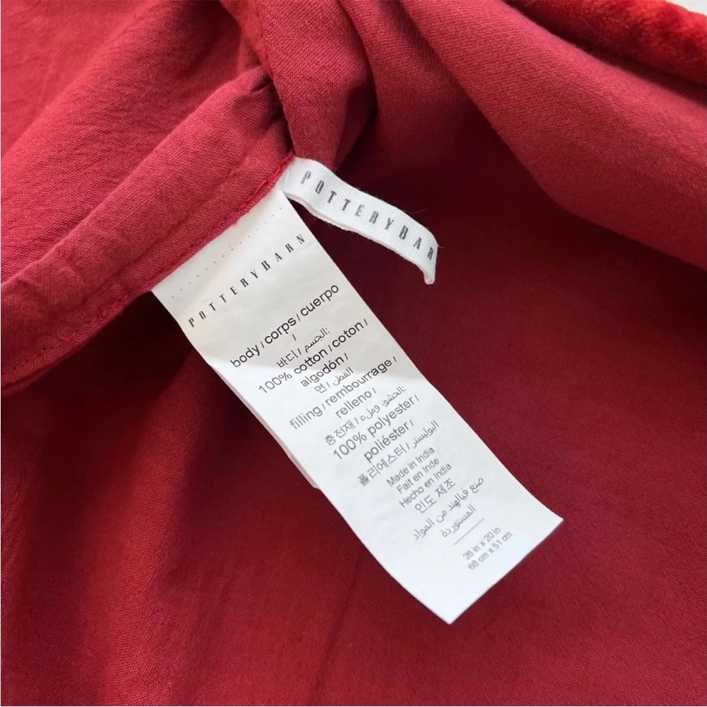 2 Pottery Barn Washed Velvet Handcrafted Quilted Shams STANDARD Red Holiday PB - Picture 7 of 8